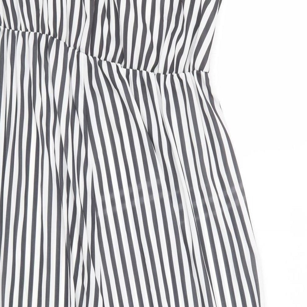 Boohoo Womens Blue Striped  Jumpsuit One-Piece Size 16 L23 in