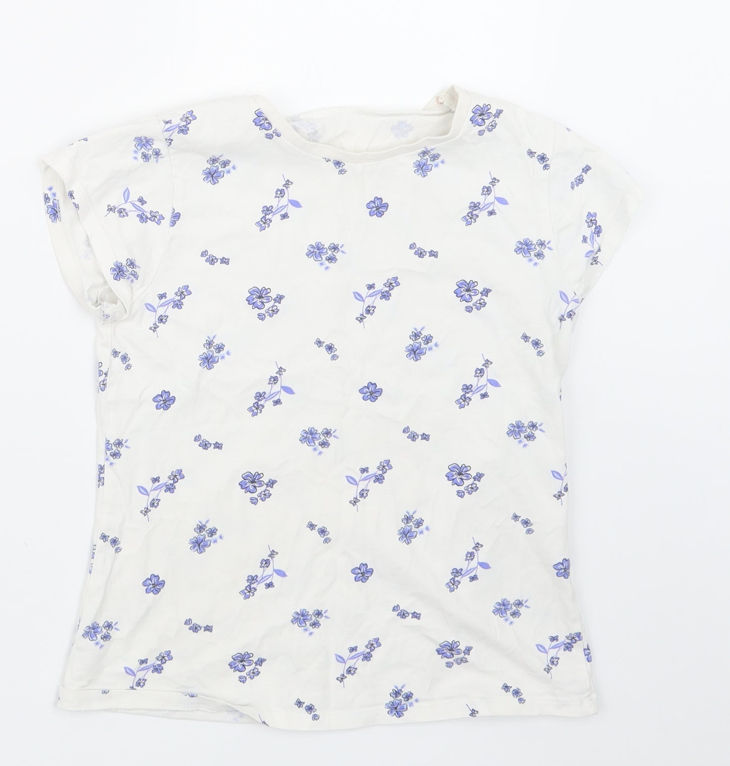 George Girls Blue Floral  Basic T-Shirt Size 10-11 Years