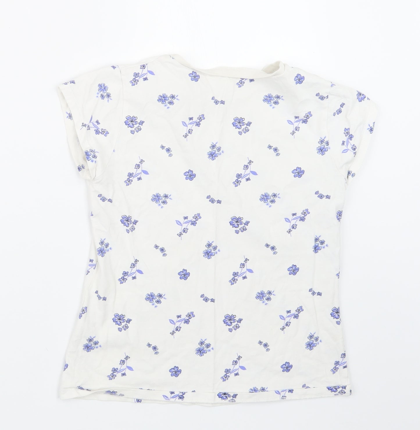George Girls Blue Floral  Basic T-Shirt Size 10-11 Years