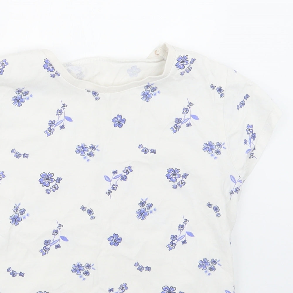 George Girls Blue Floral  Basic T-Shirt Size 10-11 Years