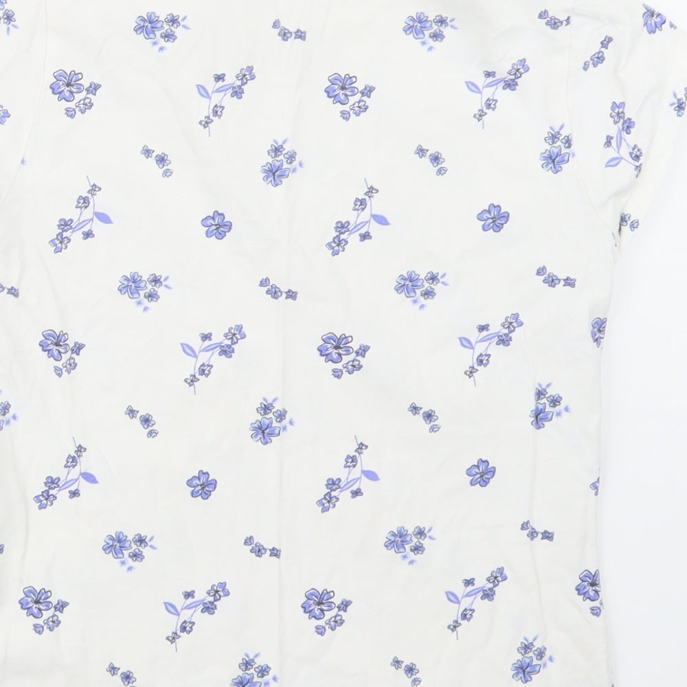 George Girls Blue Floral  Basic T-Shirt Size 10-11 Years