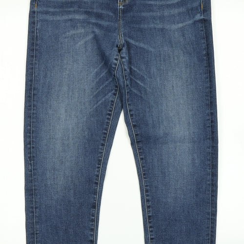 M&S Womens Blue  Denim Straight Jeans Size 14 L27 in