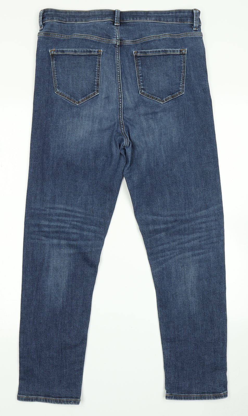 M&S Womens Blue  Denim Straight Jeans Size 14 L27 in