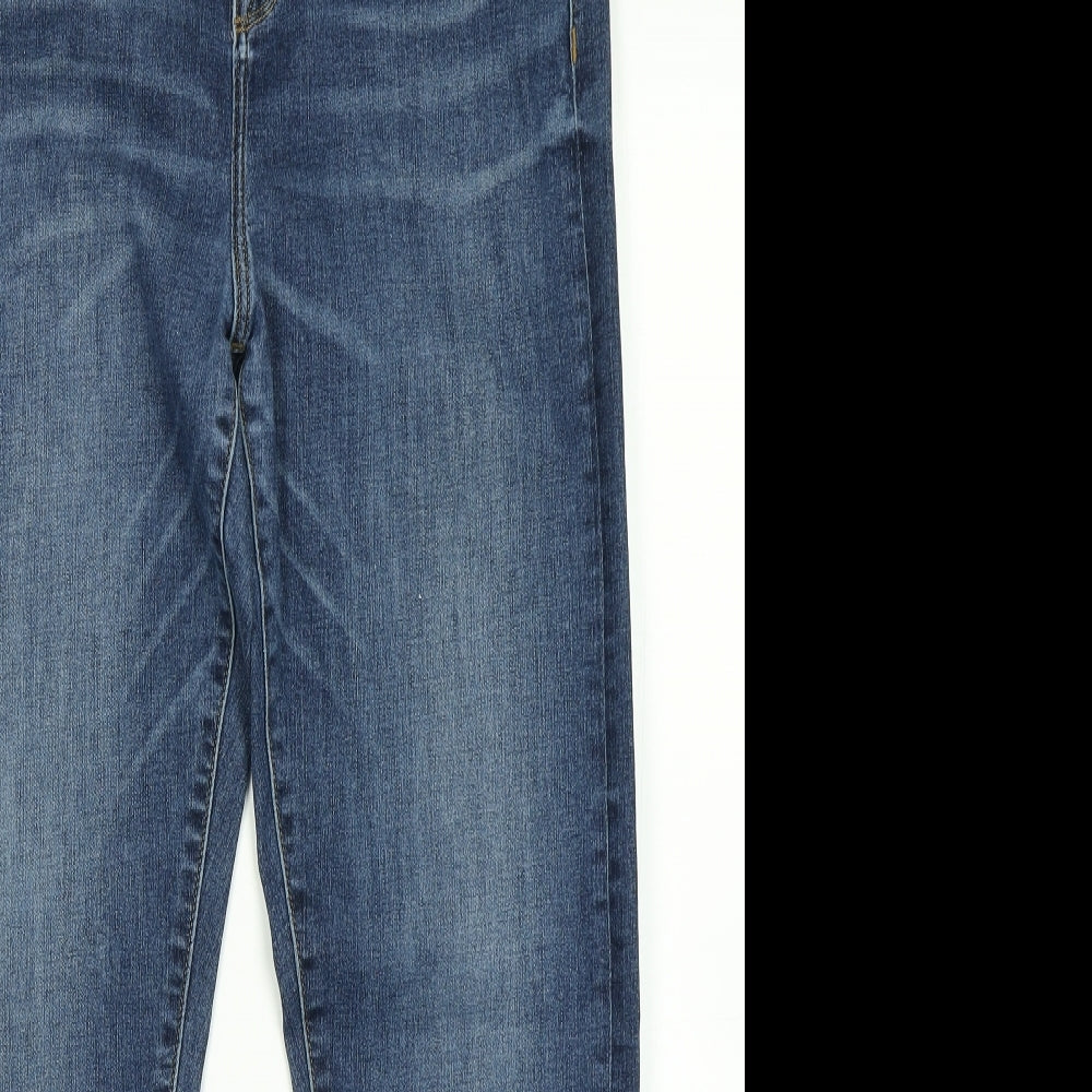 M&S Womens Blue  Denim Straight Jeans Size 14 L27 in