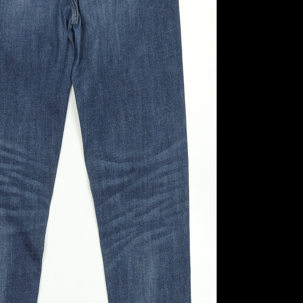 M&S Womens Blue  Denim Straight Jeans Size 14 L27 in