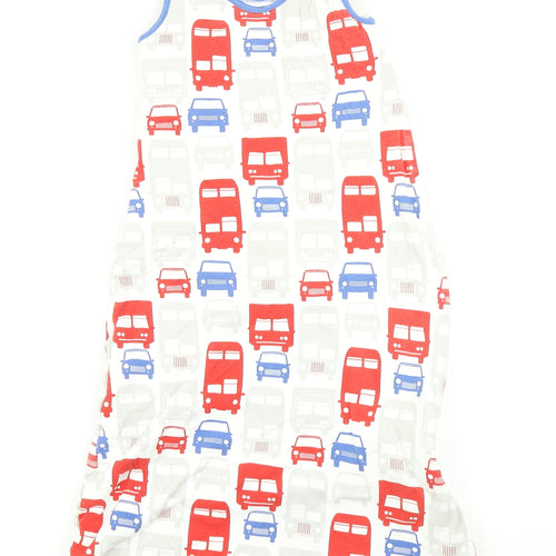 M&S Boys White Solid  Kimono One Piece Size 12-18 Months  - Grow Bag Car Print