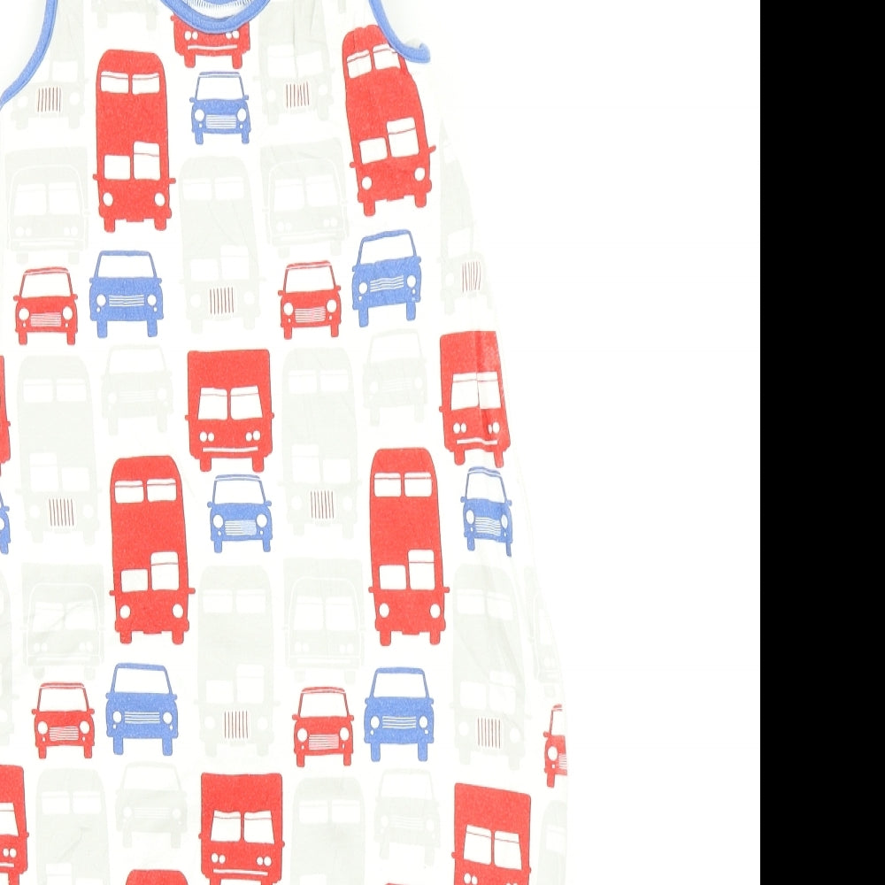 M&S Boys White Solid  Kimono One Piece Size 12-18 Months  - Grow Bag Car Print