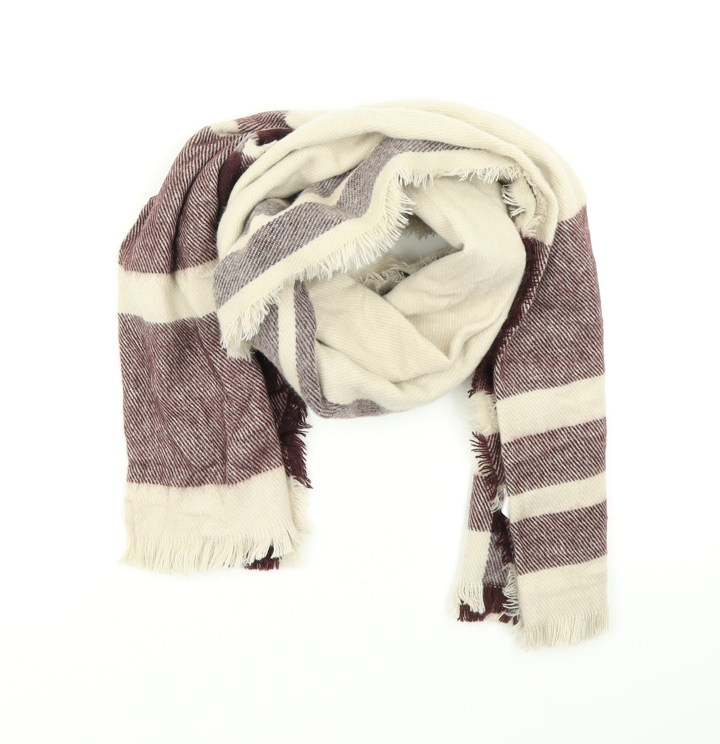 Atmosphere Womens Purple Plaid Knit  Scarf
