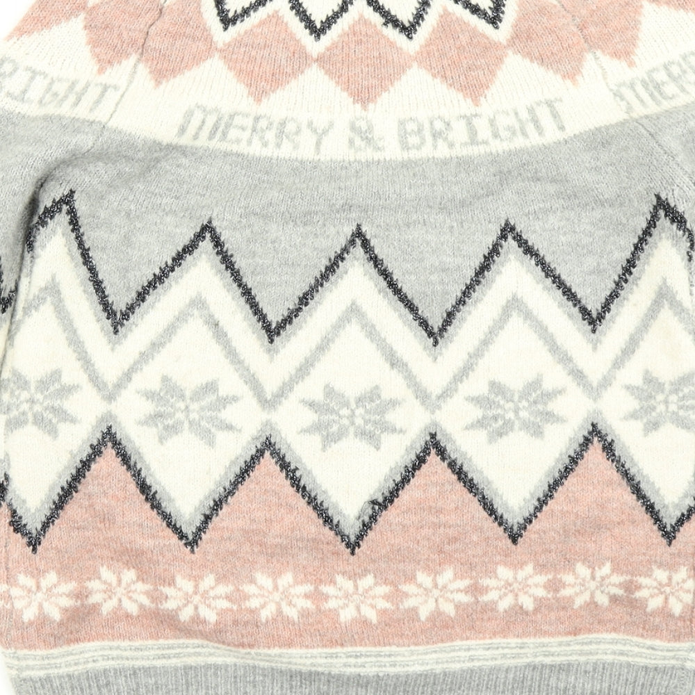 F&F Womens Grey Fair Isle Knit Pullover Jumper Size 8  - Christmas jumper