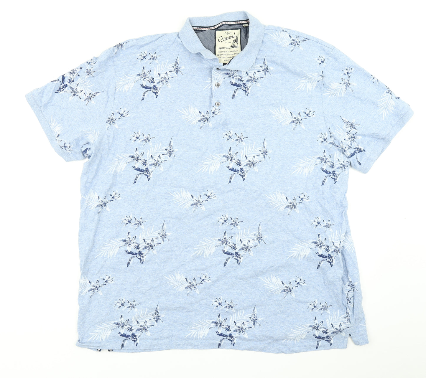 NEXT Mens Blue Floral   Polo Size 3XL