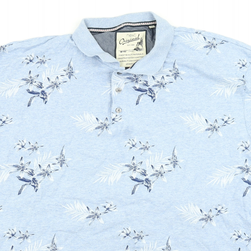 NEXT Mens Blue Floral   Polo Size 3XL
