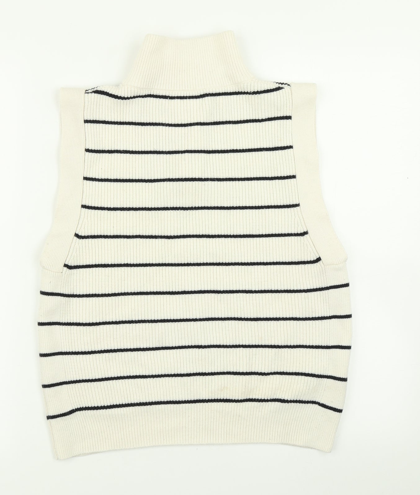 Mango Womens White Striped Knit Vest Jumper Size S