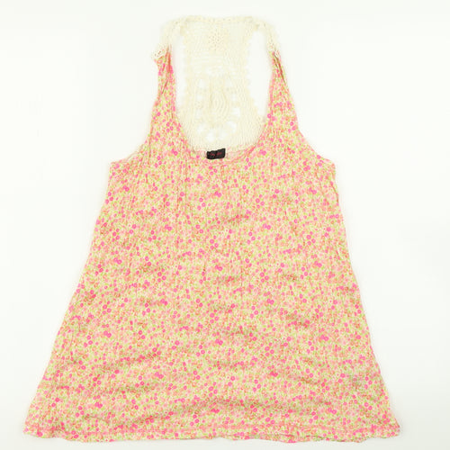 Miss Selfridge Womens Orange Floral  Basic Tank Size 8