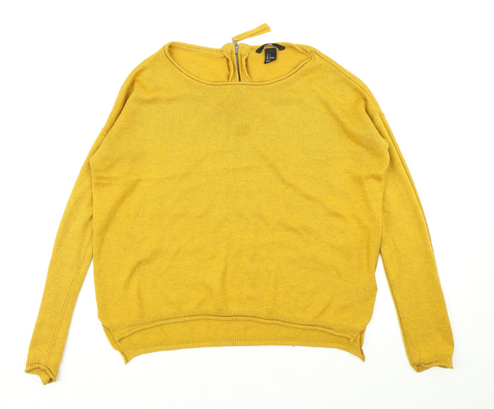H&M Womens Yellow  Knit Pullover Jumper Size S