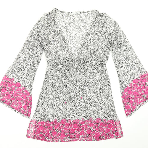 George Womens Black Floral  A-Line  Size S