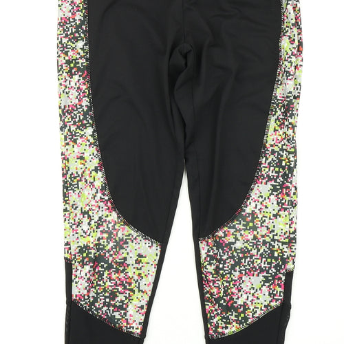 Workout Womens Black Spotted  Compression Leggings Size S L26 in