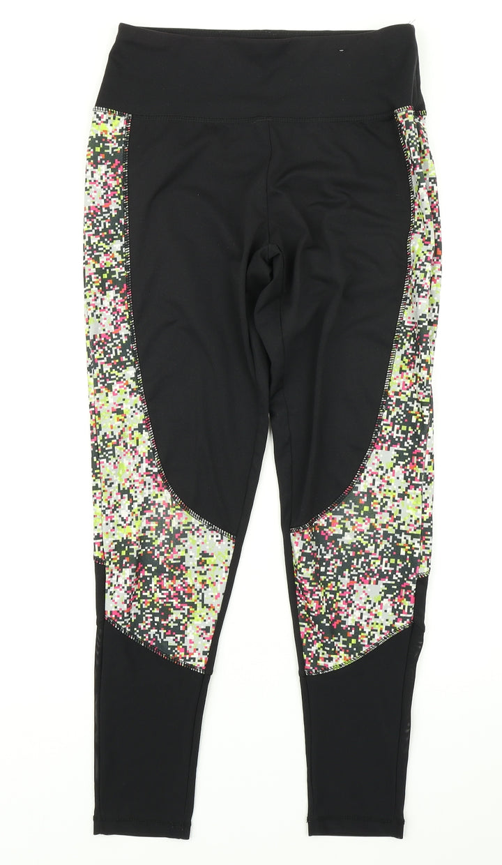 Workout Womens Black Spotted Compression Leggings Size S L26 in