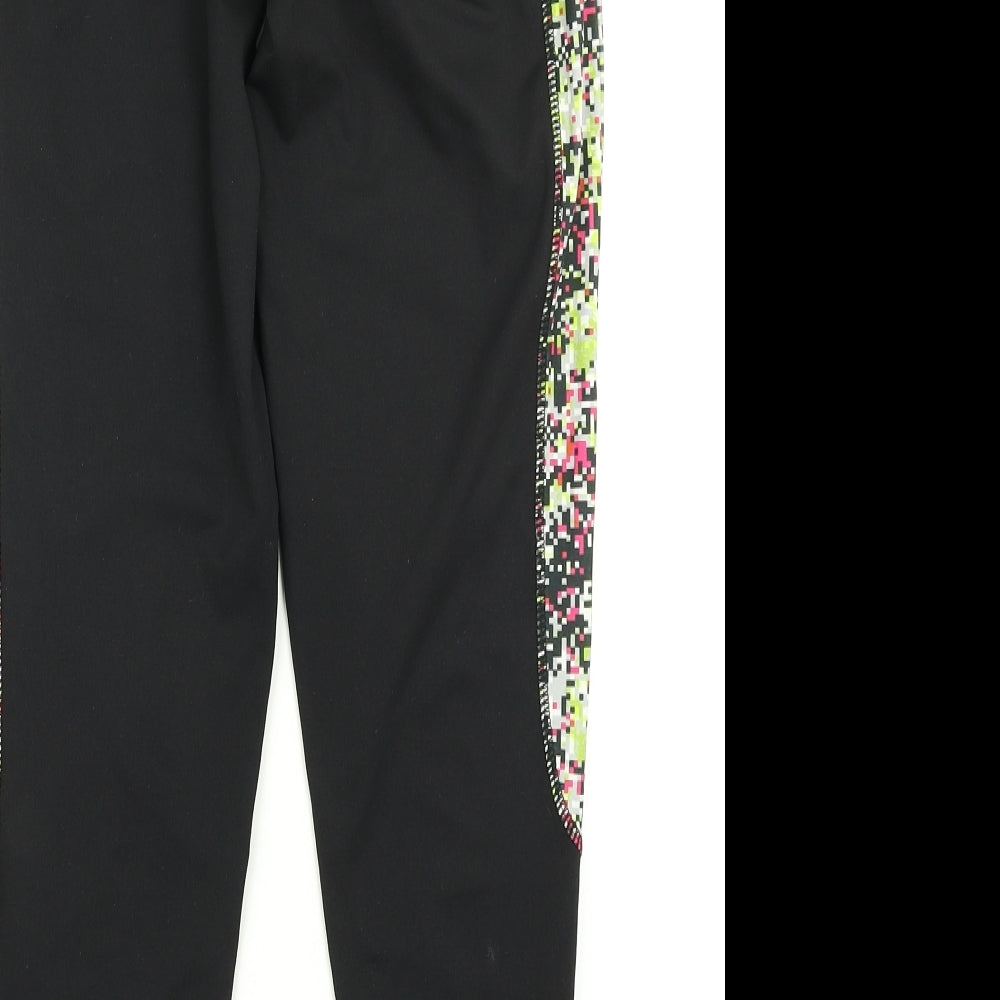 Workout Womens Black Spotted  Compression Leggings Size S L26 in