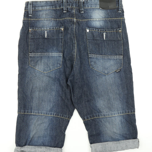 Twisted Soul Mens Blue  Denim Cargo Shorts Size 32 in