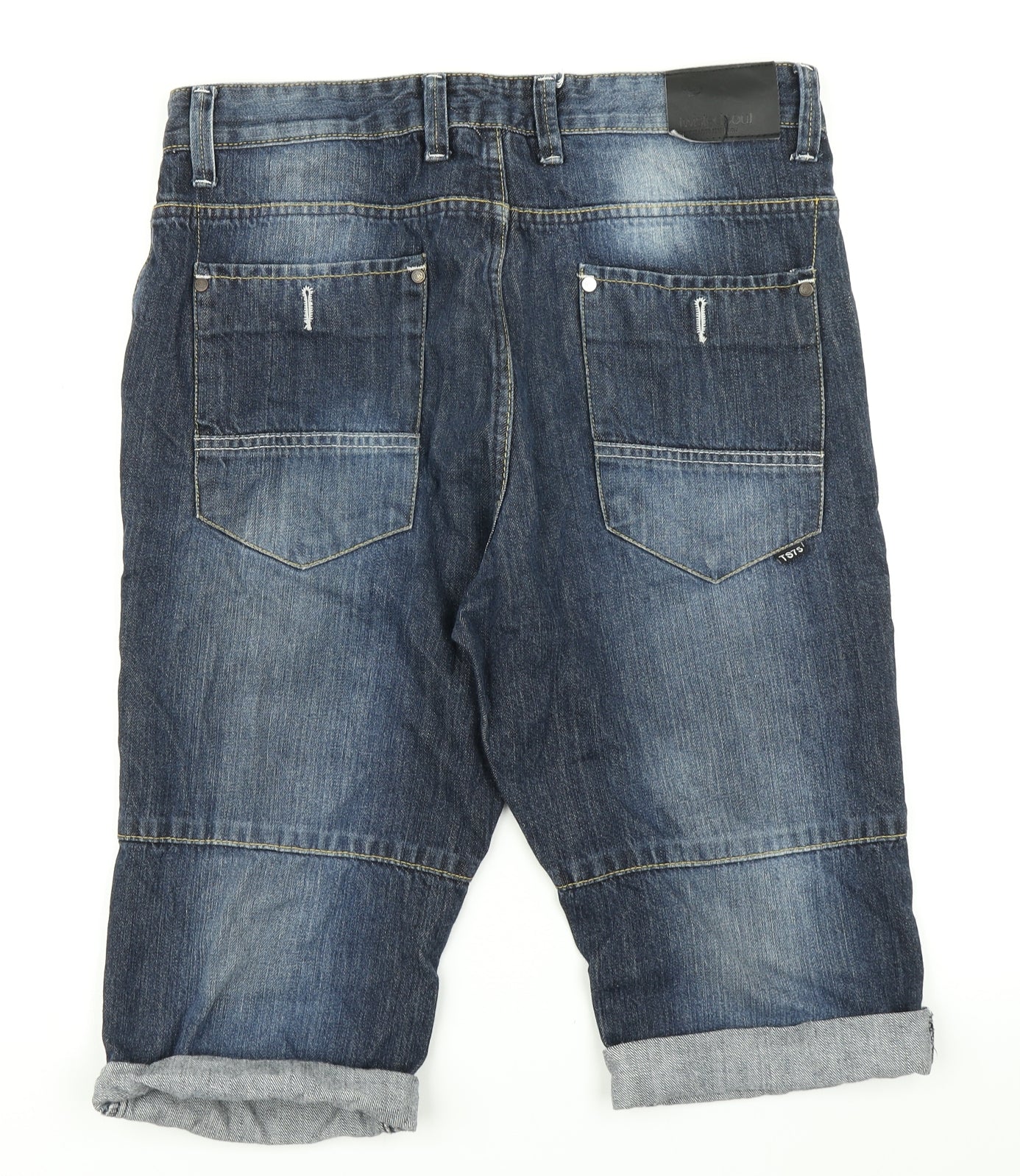 Twisted Soul Mens Blue  Denim Cargo Shorts Size 32 in