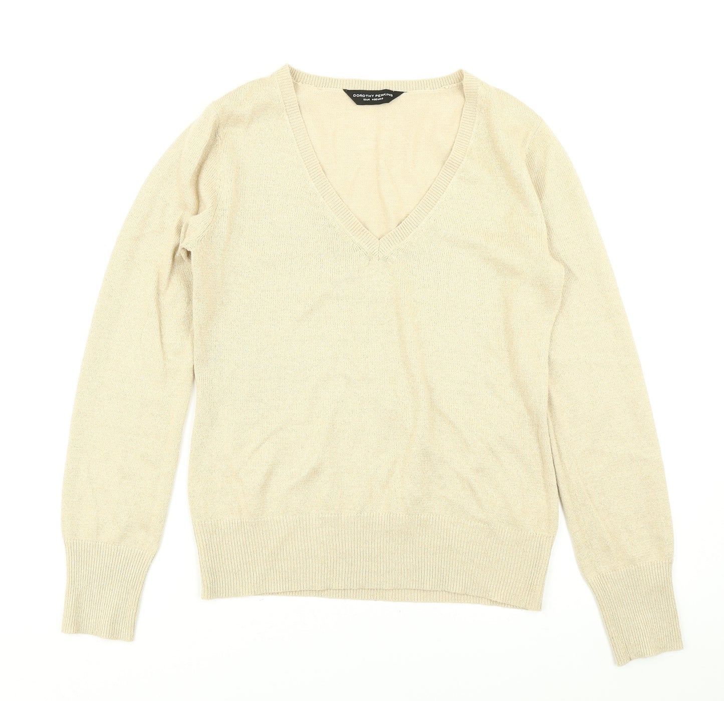 Dorothy Perkins Womens Gold  Knit Pullover Jumper Size 12
