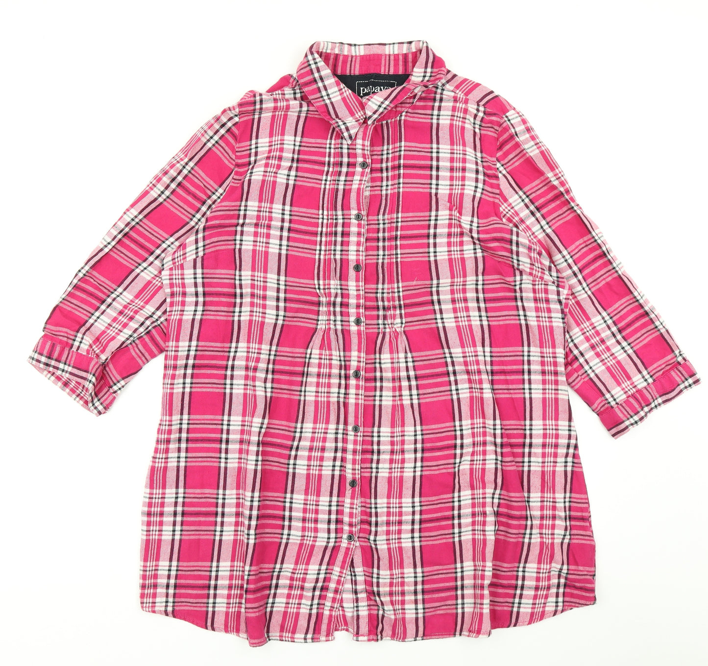Papaya Womens Pink Plaid  Basic Button-Up Size 20  - Longline