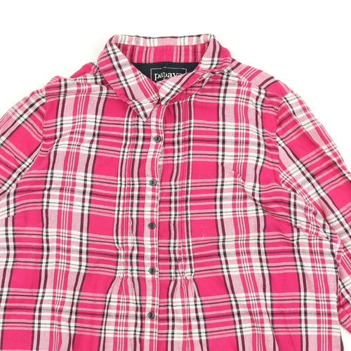 Papaya Womens Pink Plaid  Basic Button-Up Size 20  - Longline