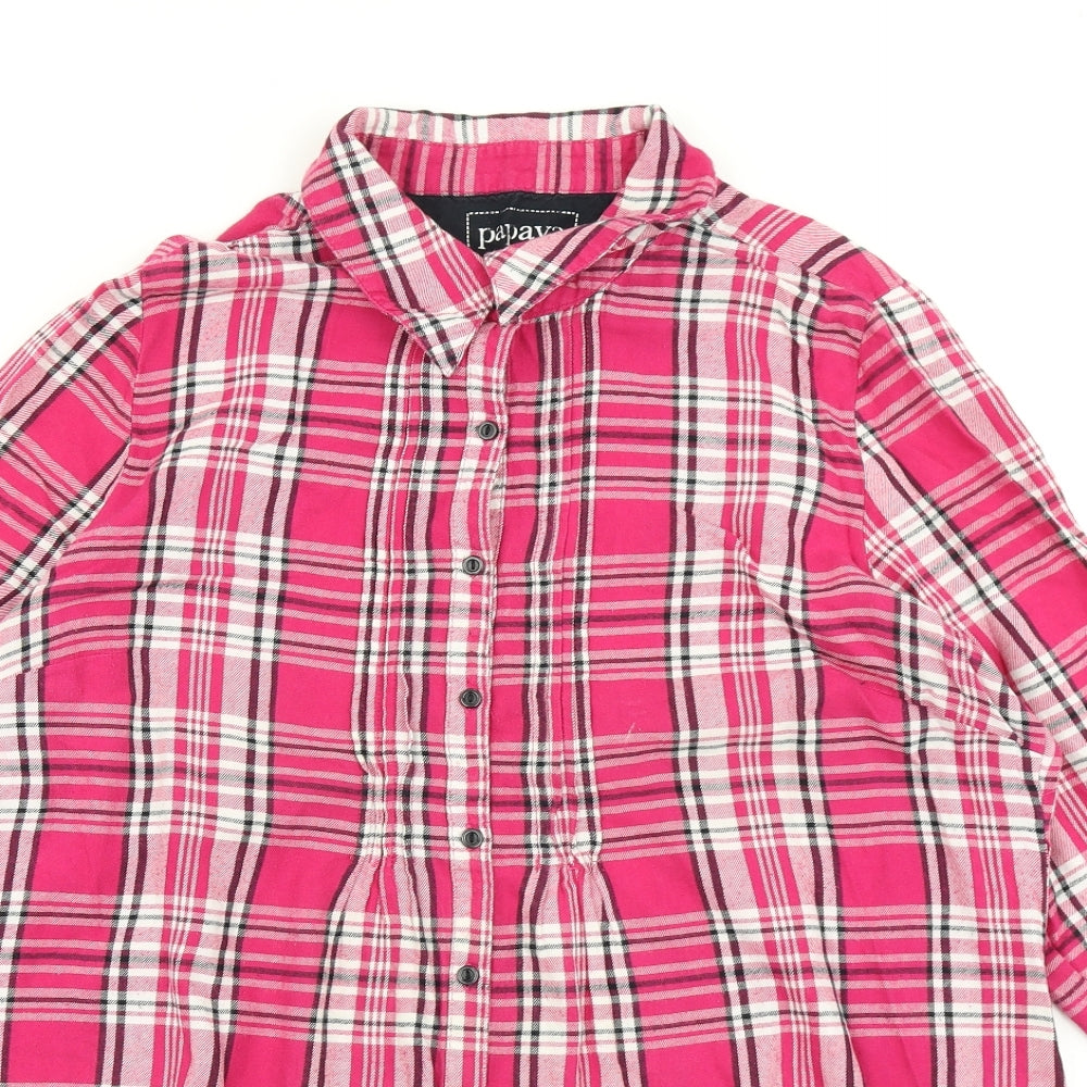 Papaya Womens Pink Plaid  Basic Button-Up Size 20  - Longline