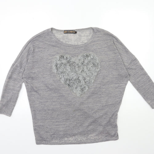 QED London Womens Grey  Knit Pullover Jumper Size S  - HEART