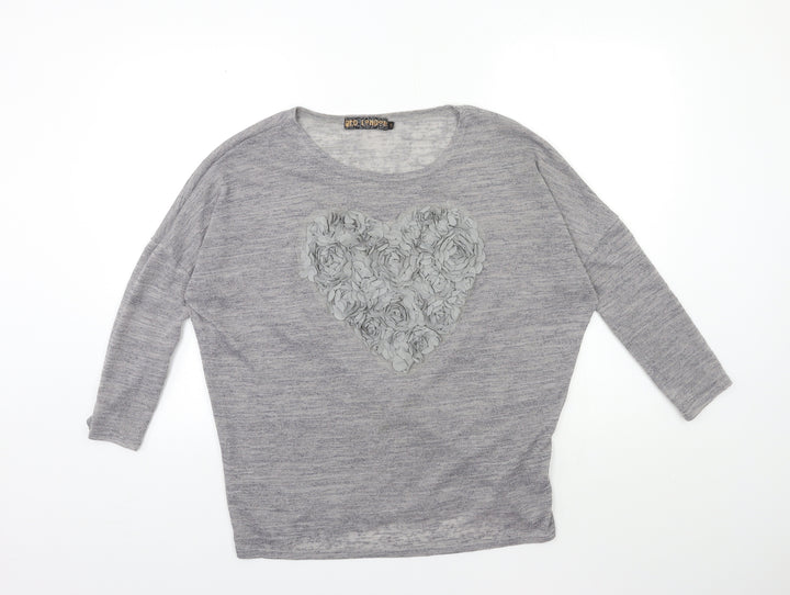 QED London Womens Grey  Knit Pullover Jumper Size S  - HEART