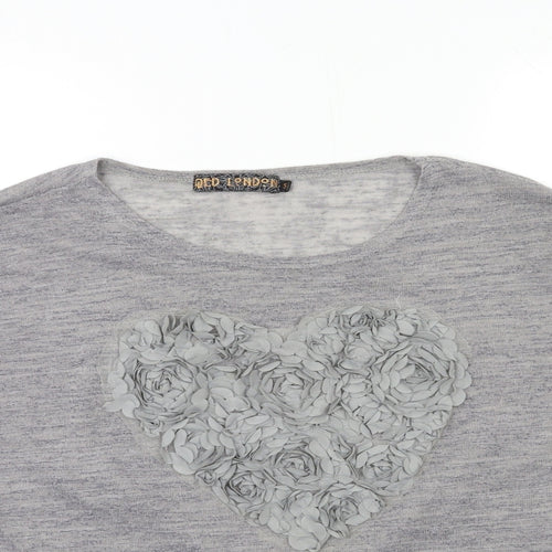 QED London Womens Grey  Knit Pullover Jumper Size S  - HEART