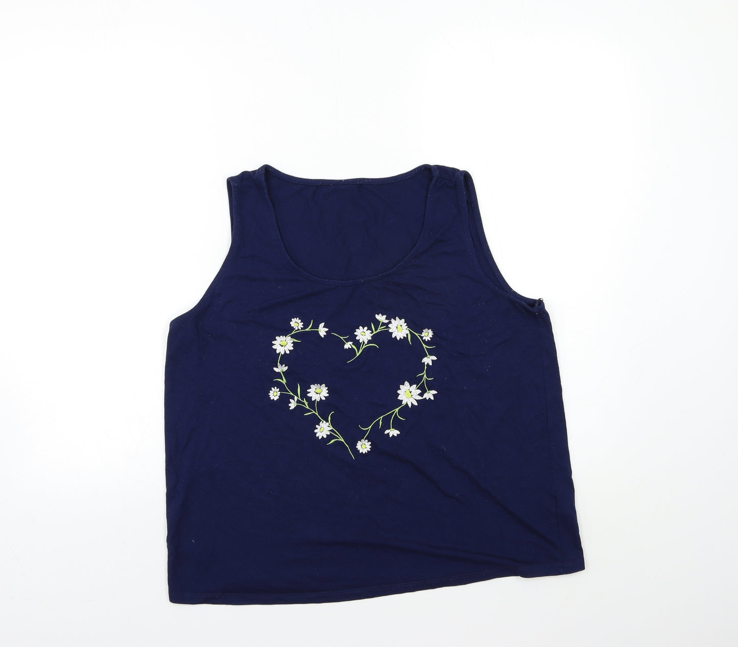 TU Womens Blue Floral  Basic Tank Size 14