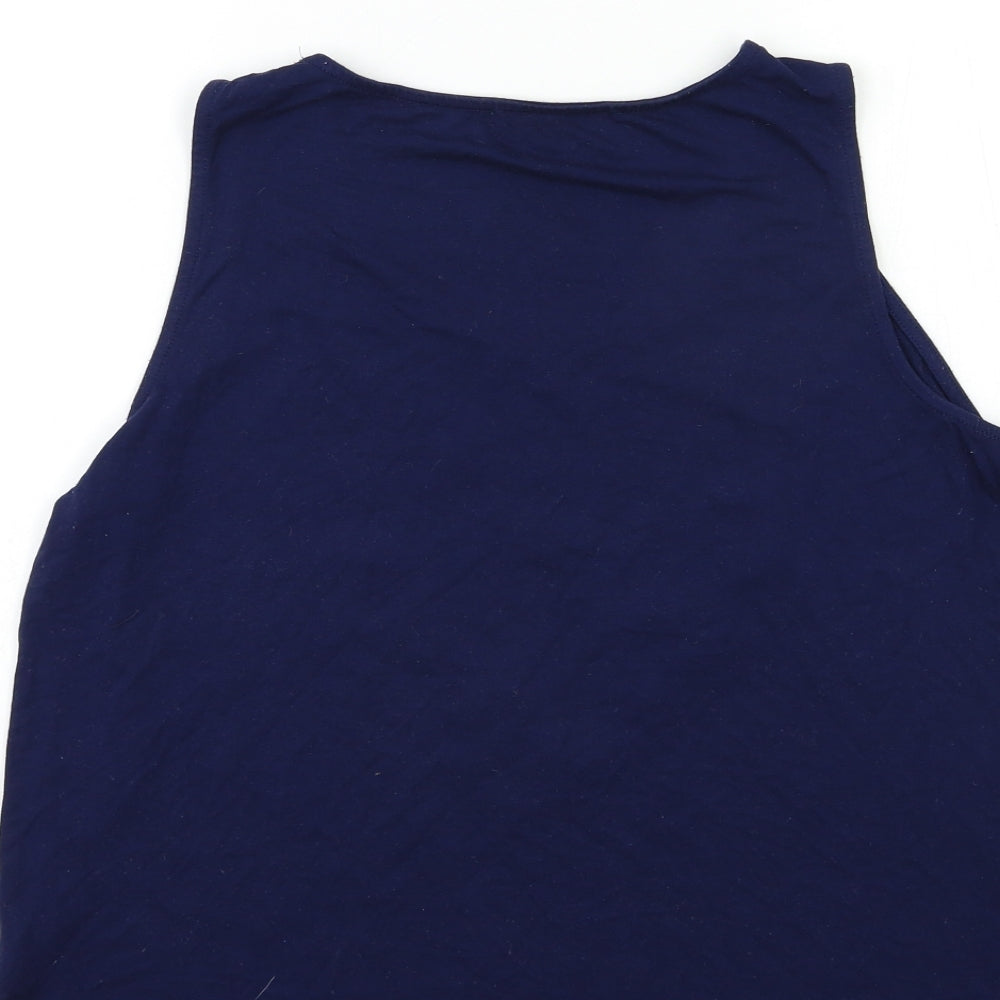 TU Womens Blue Floral  Basic Tank Size 14