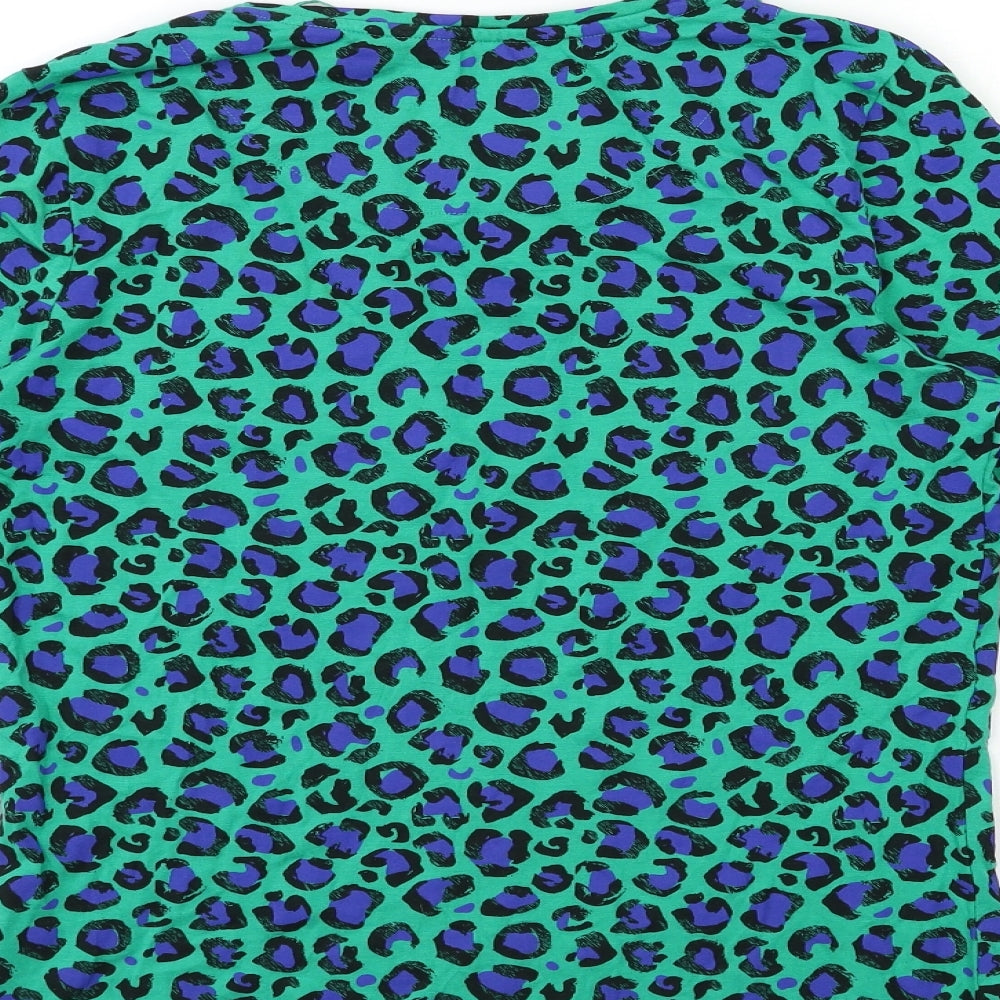TU Womens Green Animal Print  Basic T-Shirt Size 14