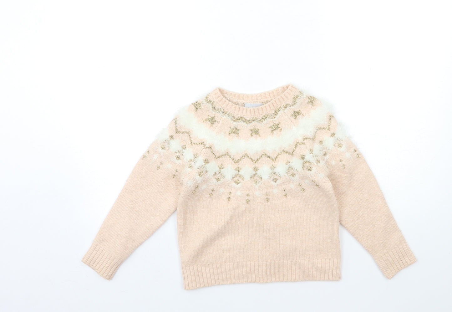 Matalan Girls Pink  Knit Pullover Jumper Size 7 Years