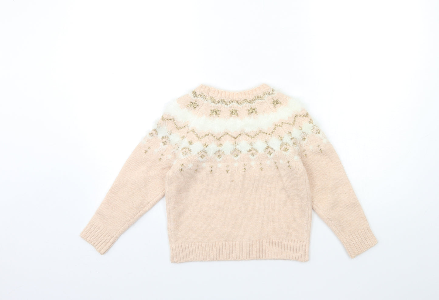 Matalan Girls Pink  Knit Pullover Jumper Size 7 Years