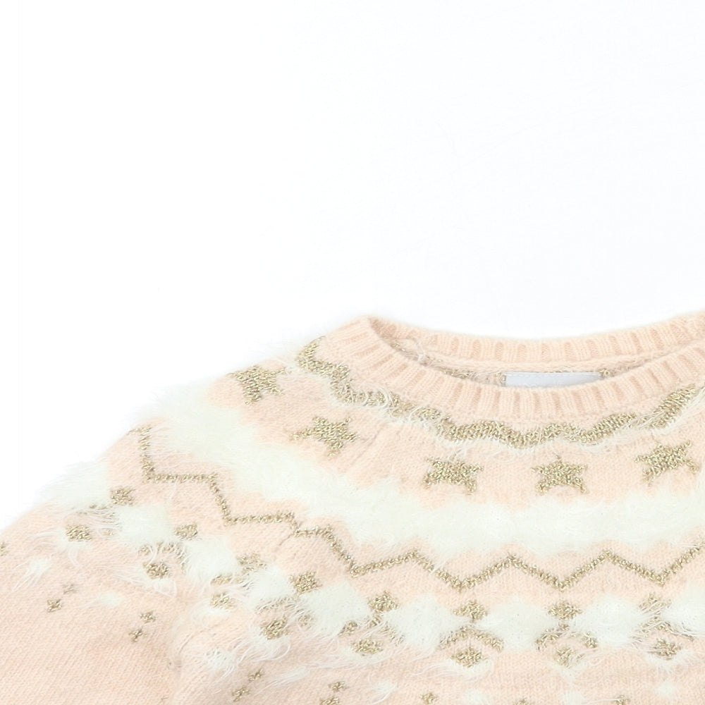 Matalan Girls Pink  Knit Pullover Jumper Size 7 Years