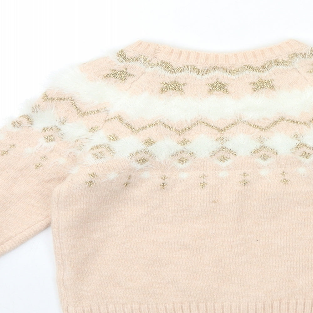 Matalan Girls Pink  Knit Pullover Jumper Size 7 Years