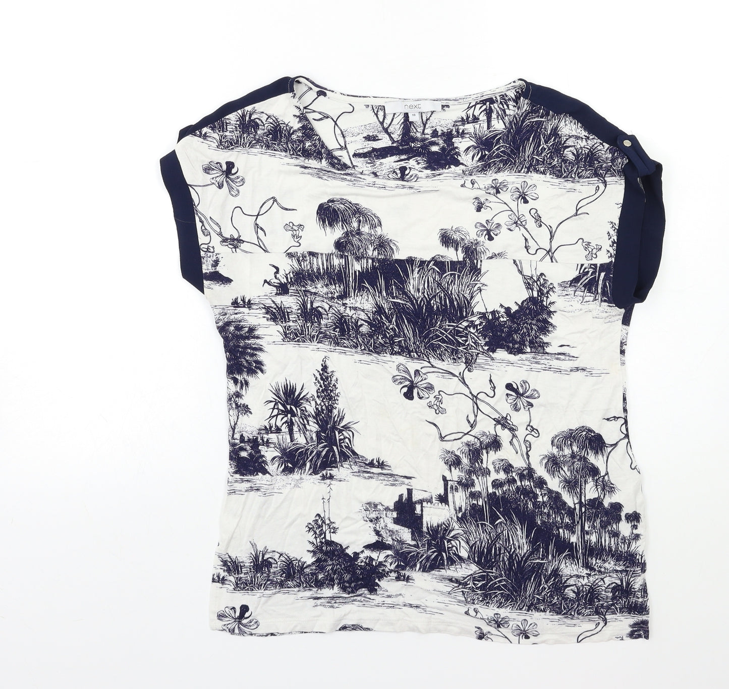 NEXT Womens White Floral  Basic T-Shirt Size 10
