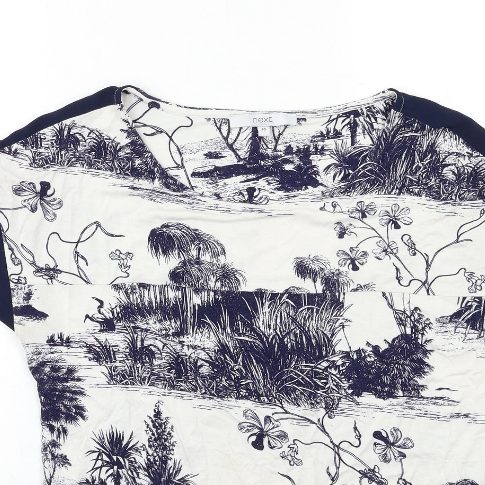 NEXT Womens White Floral  Basic T-Shirt Size 10