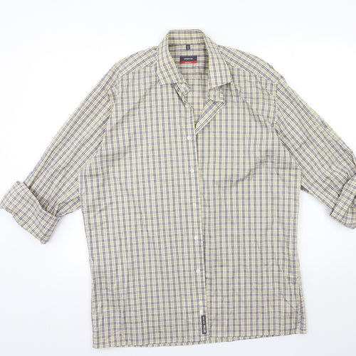 Eterna Mens Beige Check   Button-Up Size 16