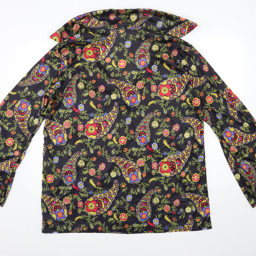 Wicked Womens Black Floral  Basic Blouse Size XL