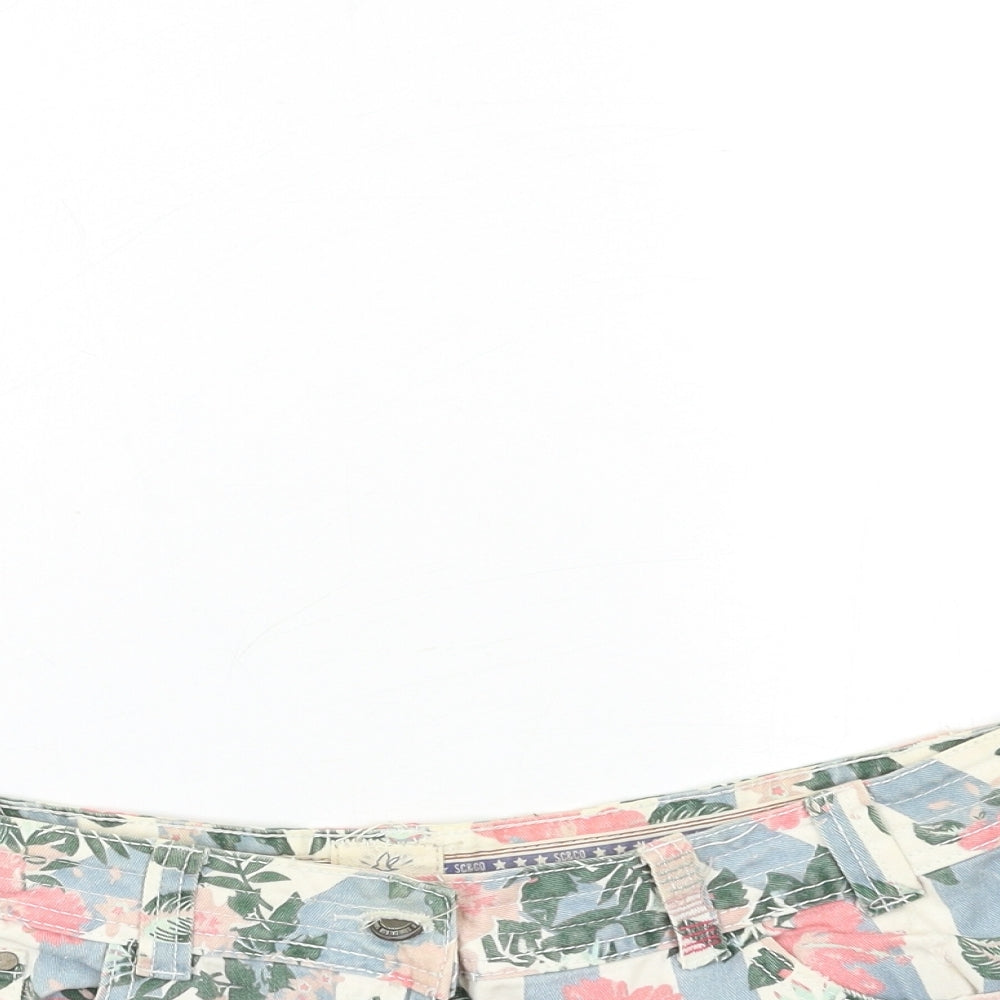 SoulCal&Co Womens Blue Floral Denim Hot Pants Shorts Size 12
