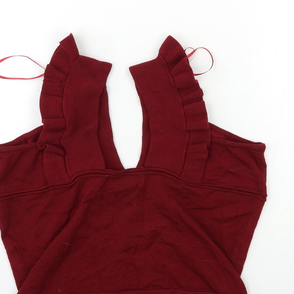 CAMEO ROSE Womens Red  Knit Pullover Jumper Size 8