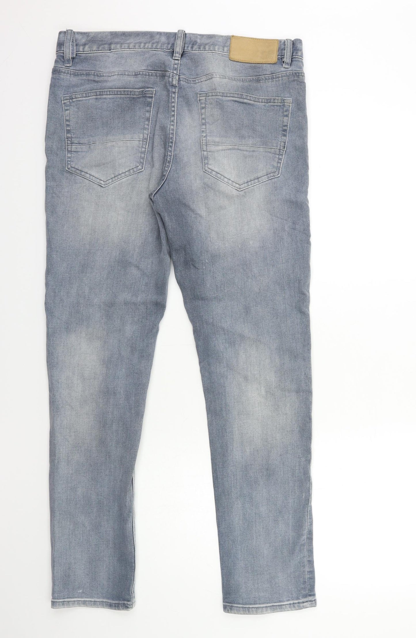River Island Mens Grey  Denim Straight Jeans Size 36 in L32 in