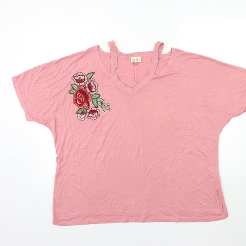 Lottie Womens Pink Floral   T-Shirt Size L