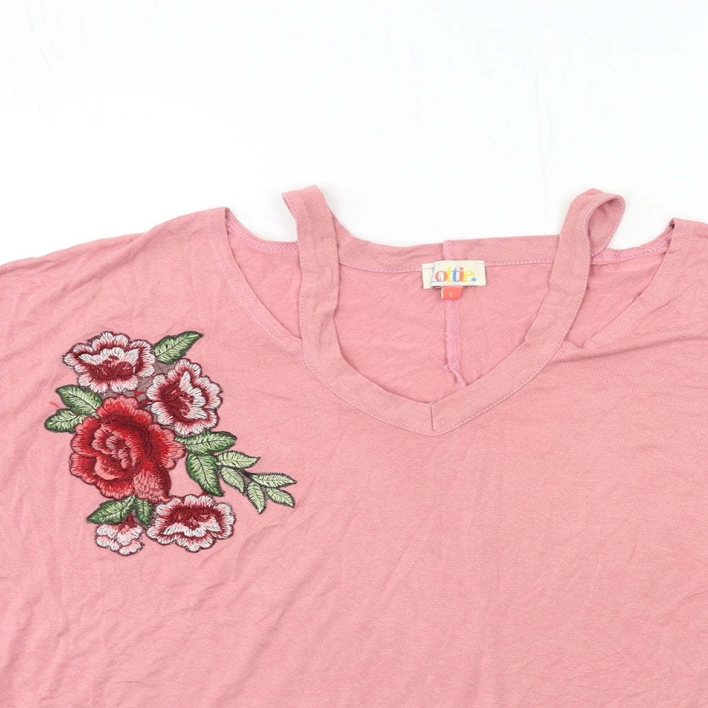 Lottie Womens Pink Floral   T-Shirt Size L