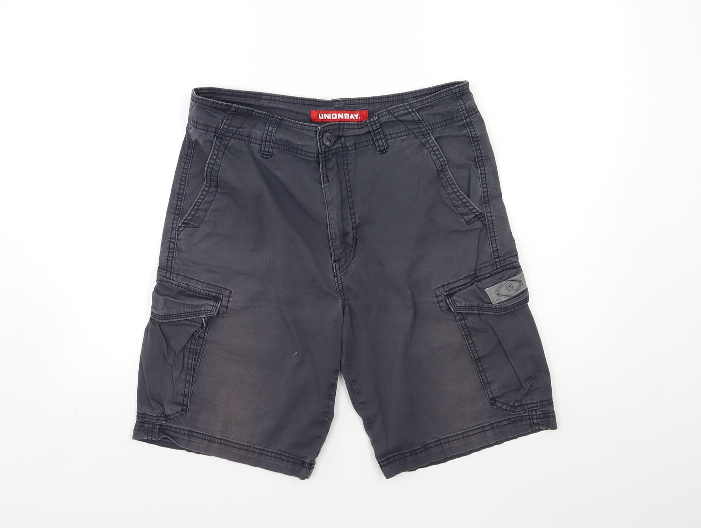 UNIONBAY Mens Grey   Cargo Shorts Size 32 in