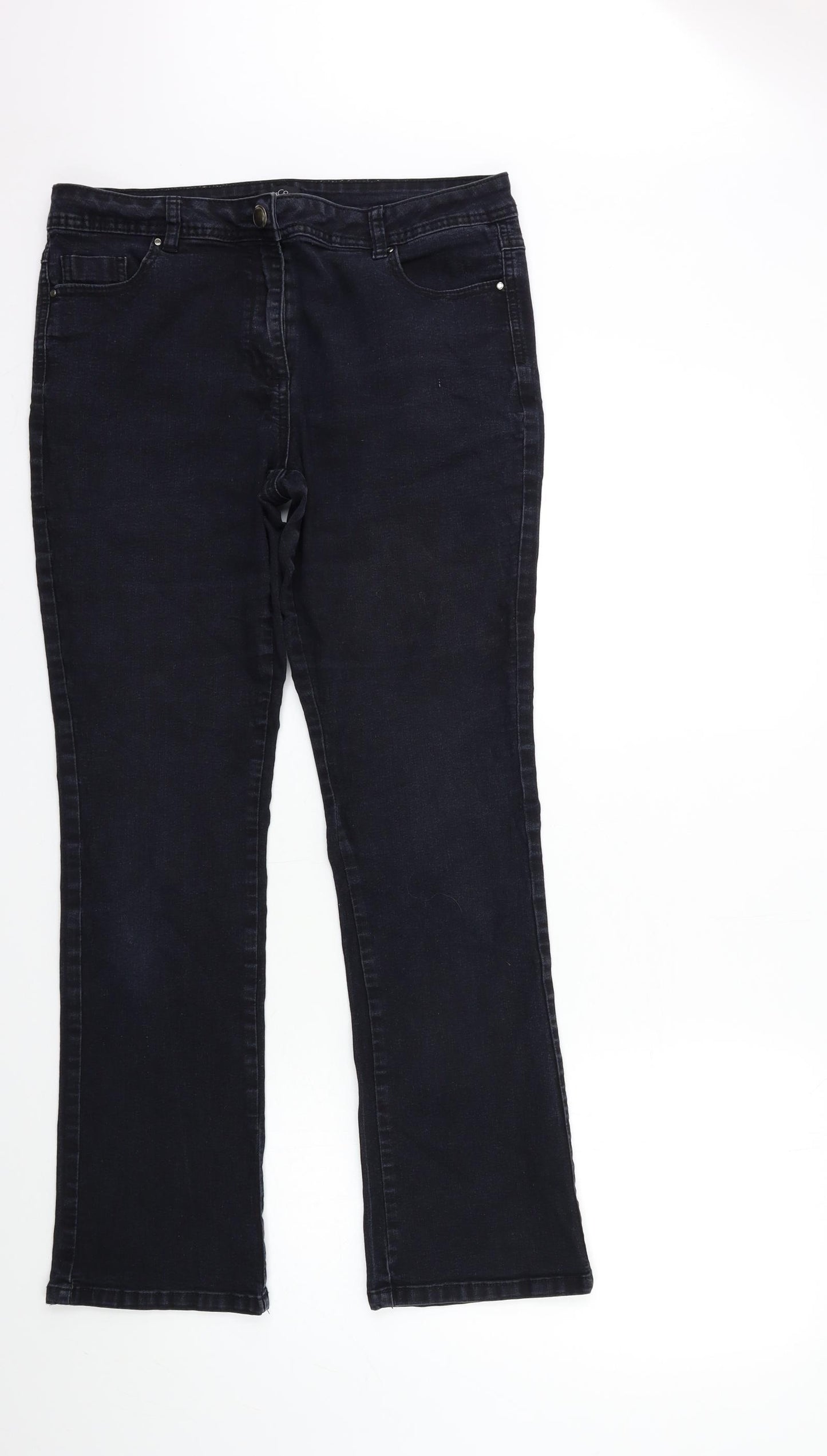 M&Co Womens Black  Denim Flared Jeans Size 14 L29 in