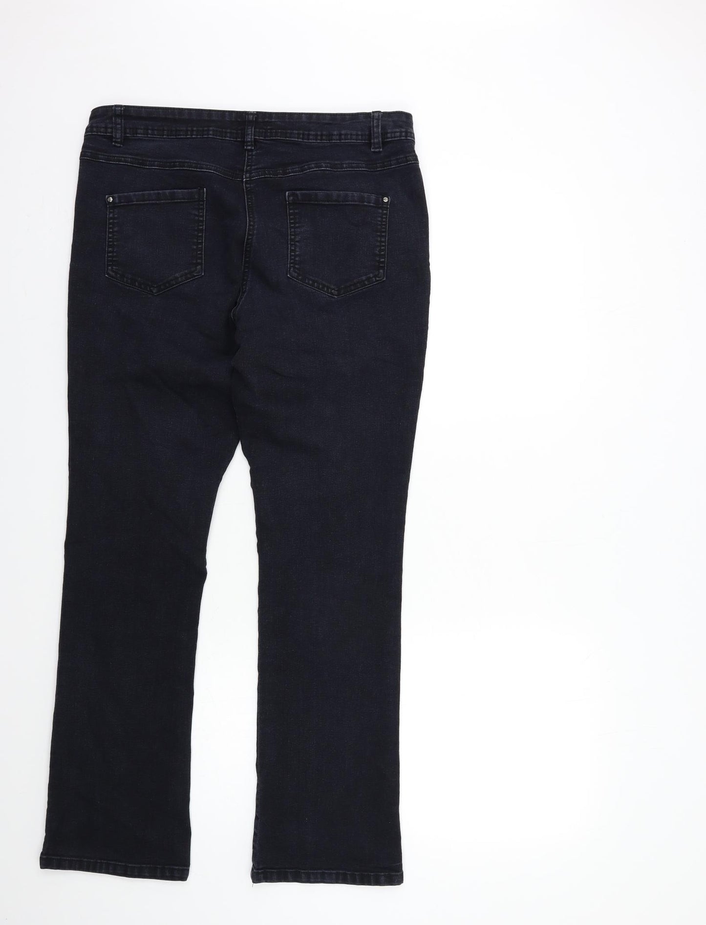M&Co Womens Black  Denim Flared Jeans Size 14 L29 in